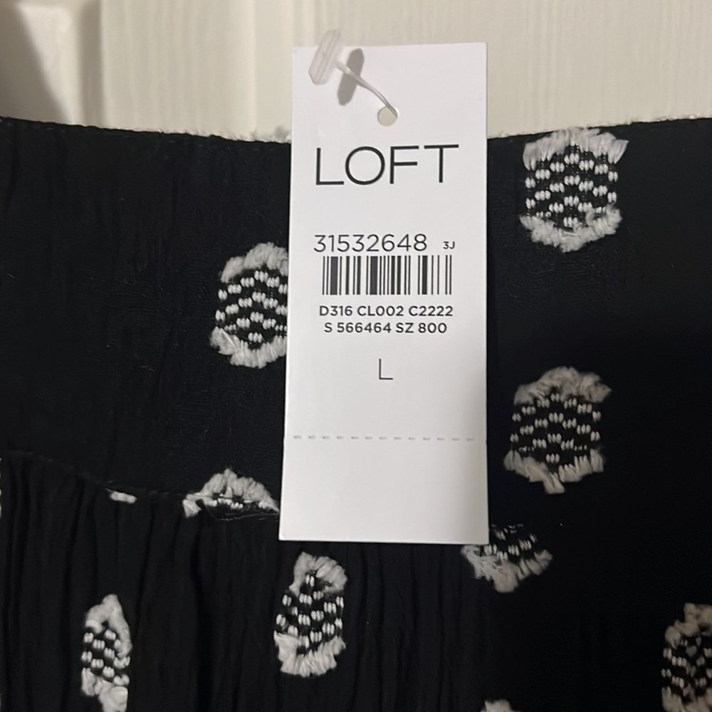 *NEW* LOFT Black & White Flutter Sleeve Dress Size L - Picture 8 of 9